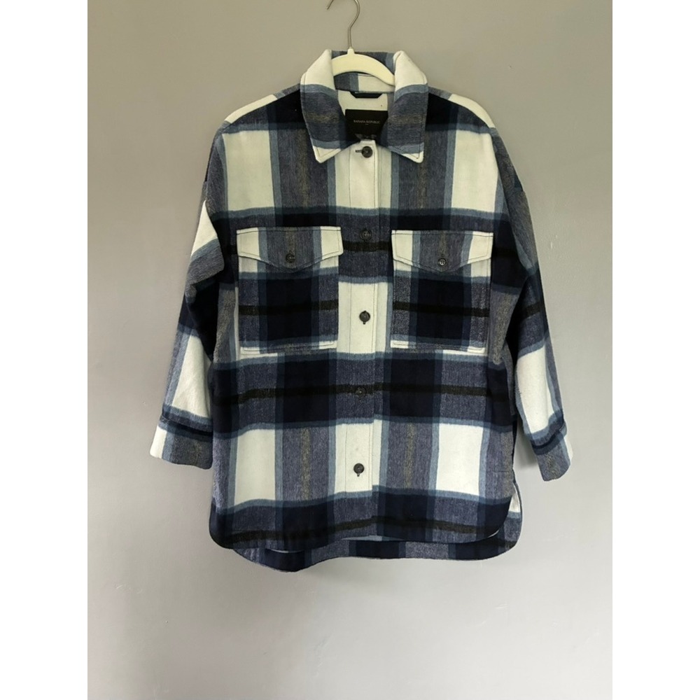 S Banana Republic Plaid Oversized Flannel Shacket Gorpcore Cabincore 90s Grunge